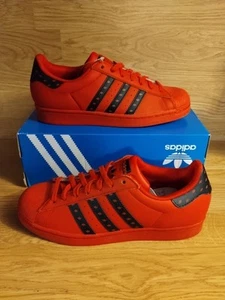 Adidas Superstar Scarlet Core Black Men's 11 Shelltoe Sneakers ID9773 Red Sole - Picture 1 of 10