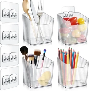 4er Pack Acryl Wandhalterung Organizer, selbstklebender Schrank mittel, transparent - Bild 1 von 7