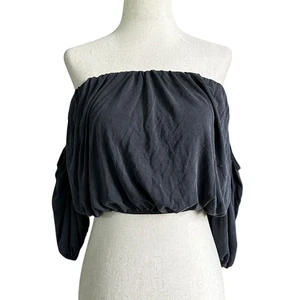 Lavender Field Gray Strapless Cold Shoulder Crop Top Women's Size Small | 25-9-2 - Picture 1 of 6