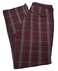 Vintage Oakley Golf Pants Mens 30x30 Red Plaid Y2K Performance Comfort Chino - Picture 1 of 14