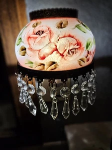 Victorian Style Hand Painted Roses Plug-In Wall Nightlight w/Crystal Dangles - Picture 1 of 14
