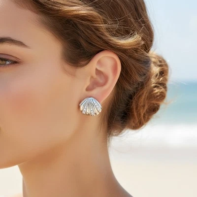 Pendientes de aro KUNSIR de plata esterlina 925 concha para mujer joyas fiesta regalos de acción Foto 1 de 4