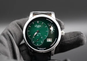 Glashütte Original Panomatic Lunar Edelstahl Uhr 1-90-02-13-32-31 grün - Bild 1 von 17