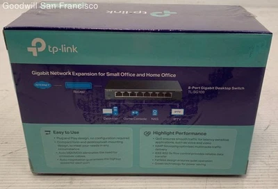 TP-LINK TL-SG108 8-Port 10/100/1000Mbps Desktop Gigabit Steel Cased Switch *New - Image 1 of 4
