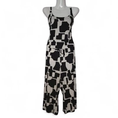 Modern Naïf Cream And Black Geometry Pattern Jumpsuit - Image 1 of 4