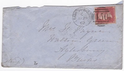 1862 QV FINE 1d PENNY RED STAMP ON PART COVER TO AYLESBURY BUCKS - Image 1 of 3