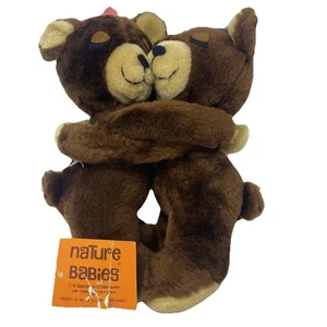 Vintage Dakin Nature Babies Hugging Bears With Tag 1977 - Picture 1 of 6