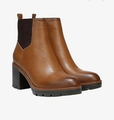 Botines Chelsea Naturalizer para mujer Verney de cuero tostado con tacón ancho talla 9 Foto 1 de 4