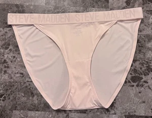 SLIP BIKINI STEVE MADDEN XL ROSA CHIARO LISCIO SPESSO LOGO CINTURA STRINGA - Foto 1 di 3