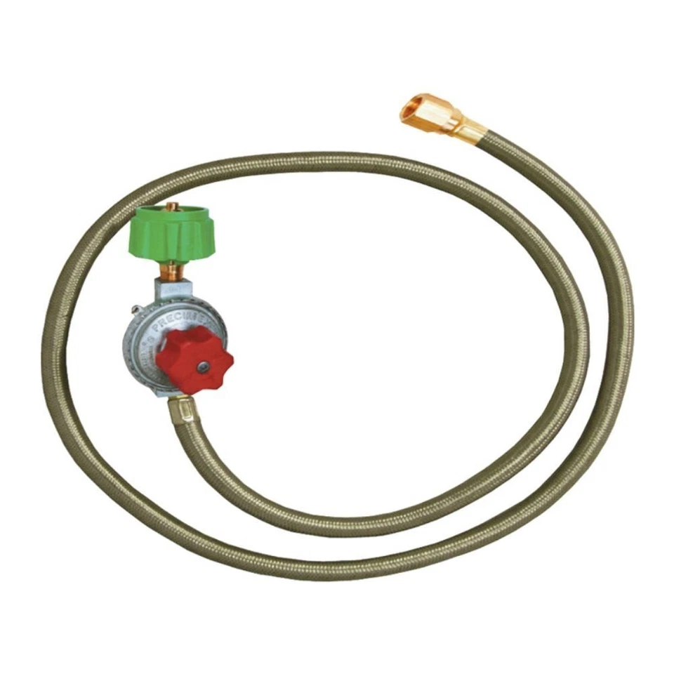 Regulador de manguera trenzada de acero inoxidable King Kooker 30502 con conexión tipo 1, hembra Foto 1 de 1