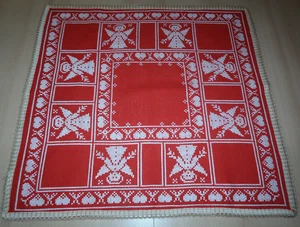 Schöne Weihnachtsdecke-Handarbeit-Stickerei-Engel-Herzen-Tischdecke-unben. - Bild 1 von 8