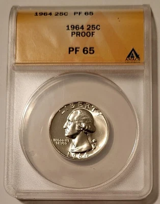 1964 Washington Proof Quarter Proof PF65 ANACS - Image 1 of 2