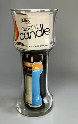 Vela de cristal flotante LIBBEY vintage de 7" de la década de 1970 incluye 1 flotador y 15 mechas Foto 1 de 4