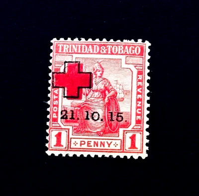 Марка Тринидад и Тобаго - 1915 Красный Крест Британия сидящая надпечатка Sn B2 r50🔥 - Изображение 1 из 2