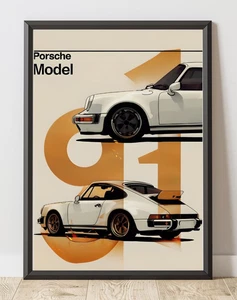 Classic Car Poster, Porsche Wall Art Print, Gift for Men, Car Lover Decor - Picture 1 of 5