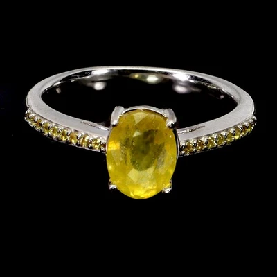 Anillo de plata de ley 925 ovalado zafiro amarillo 8x6 mm zafiro piedras preciosas joyería 8 Foto 1 de 4