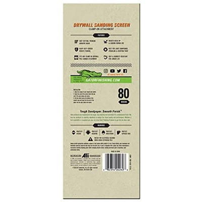 Pantalla de lijado de paneles de yeso precortada con abrazadera Gator, 4-1/4" x 11-1/4", grano 80, paquete de 25 Foto 1 de 4