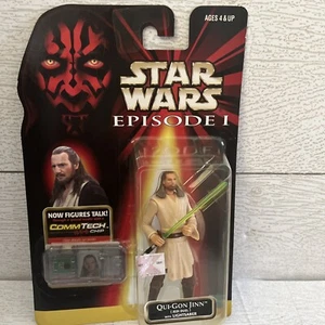Star Wars Episode 1 Qui-Gon Jinn Jedi Duel Action Figure 1998 Comm Tech Hasbro - Picture 1 of 5