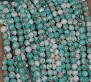 5MM TURQUOISE HOWLITE GEMSTONE ROUND LOOSE BEADS 15.5" - Picture 1 of 4