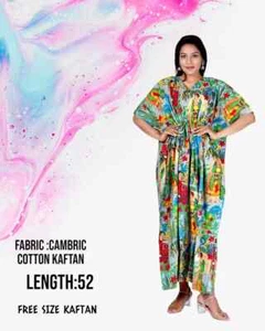 1PC Indian Printed 100% Cotton Long Hippie Maxi Women Nightwear Caftan sleepwaer - Picture 1 of 1