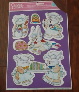 Vintage Clásico Colings Conejos de Pascua y Huevos 5 Pegamentos en hoja para ventanas - Imagen 1 de 8