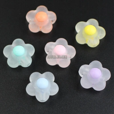 50pcs 17mm Acrylic Matte Flower Beads For Jewelry Making DIY Necklace Earrings - Image 1 of 4