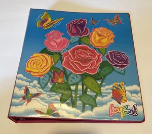 LISA FRANK Vintage 3 Anelli Legante Notebook ROSE & FARFALLE - Foto 1 di 10