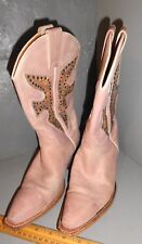 VINTAGE FRYE PINK COWBOY COWGIRL LEATHER BOOTS WOMANS SNAKE SKIN ACCENT 
