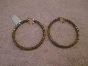 Large Rose Gold over Solid Silver Hoop Earrings Made in Italy - Picture 1 of 6