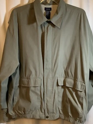 IZOD Mens All Weather Jacket, Khaki Color, Size Large, Pockets, Zip And Snap  - Image 1 of 4
