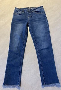Copper Key Pants Girls Kids 14 Denim Jeans Frayed Crop Capri 28x22 Stretch - Picture 1 of 9