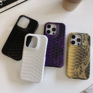 Luxus Leder Schlangenhaut Textur Handy Hülle für iPhone 16 15 14 Pro Max Cover - Bild 1 von 18
