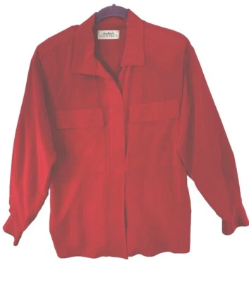 Blusa Linda Allard para Ellen Tracy Seda Roja Manga Larga Almohadilla para el Hombro talla 8 De Colección Foto 1 de 4