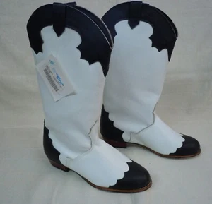 Neu im Karton!! Midsouth Footwear 12" Mitzi Square Dance Stiefel, weiß mit schwarzem Overlay 6M - Bild 1 von 3