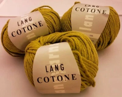 3 SKEINS/BALLS OF COTONE BY LANG YARN ~ OLIVE  - Image 1 of 3