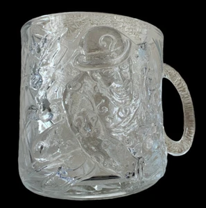 Vintage 1995 Becher Glas 3D McDonald's Riddler Batman Forever 12 Unzen Becher klare Textur - Bild 1 von 13