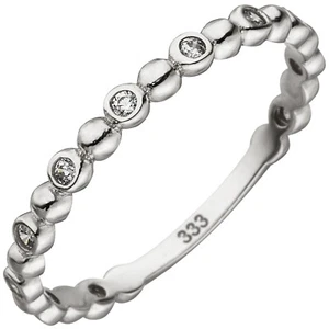 JOBO Damen Ring Kugel 333 Gold Weißgold 11 Zirkonia Kugelring Weißgoldring RW: 5 - Bild 1 von 1