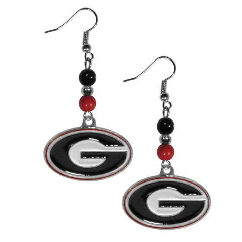 Georgia Bulldogs Dangle Earrings (Fan Bead) NCAA Licensed Jewelry Cover