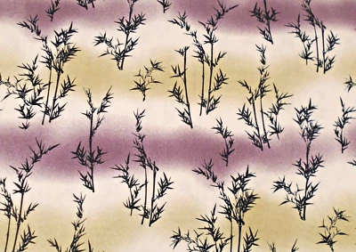 Bamboo on Tan Dusty Purple Stripes Made South Korea Joann Cotton Fabric 43 x 30" - Image 1 of 3