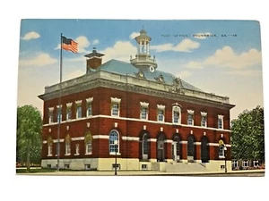 Postal de lino de la oficina de correos de Brunswick GA de la oficina de correos de Brunswick - Imagen 1 de 2
