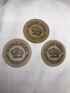Lote De Colección 3 Fichas de Madera de Níquel ~ 1.5” ~ Amarillo TX Niles OH Santee CA - Imagen 1 de 8