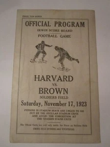 Tarjeta de puntuación del programa oficial de fútbol americano universitario Harvard vs Brown 1923 - Tub A - Imagen 1 de 1