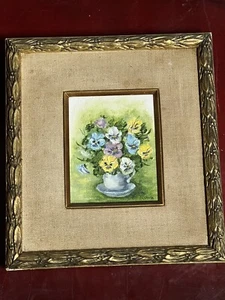 Stiefmütterchen Blumen Original Ölgemälde gerahmt - Gemälde von Gina - Bild 1 von 9