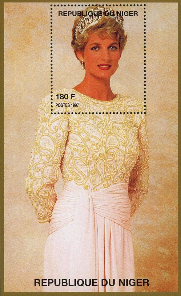 Vestido Princesa Diana Familia Real Vestido Corona Souvenir Sábana MNH Foto 1 de 1