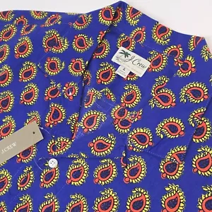 NEU J.Crew Herren Large Paisley Block blau Noppen Baumwolle Camp-Kragen Hemd BE957 - Bild 1 von 7