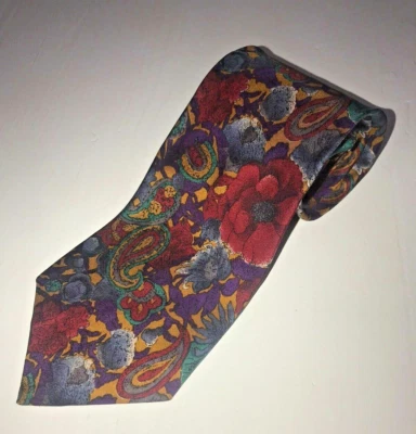Corbata para hombre John Weitz floral cachemira roja azul 100 % seda Foto 1 de 4