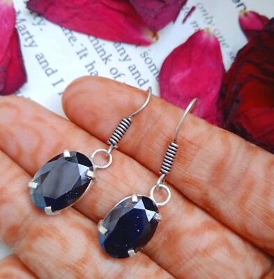 Pendiente con punta de gancho enchapado en plata de ley 925 de vidrio topacio facetado Worry Foto 1 de 3