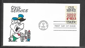 USA 1983 HAND PAINTED CIVIL SERVICE RICHARD ELLIS ANIMATED FIRST DAY COVER - Picture 1 of 1