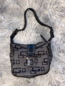 Vintage Guess bucket monogram bag black with metal buckle leather straps y2k - Picture 1 of 4
