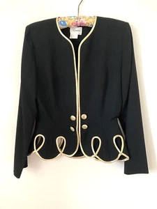 VINTAGE RIMINI BLACK GOLD TRIM ELEGANT BLAZER JACKET 6 - Picture 1 of 10